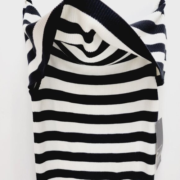 Broadway shirt Black & White Striped Off-Shoulder Ribbed Size S - Picture 7 of 9